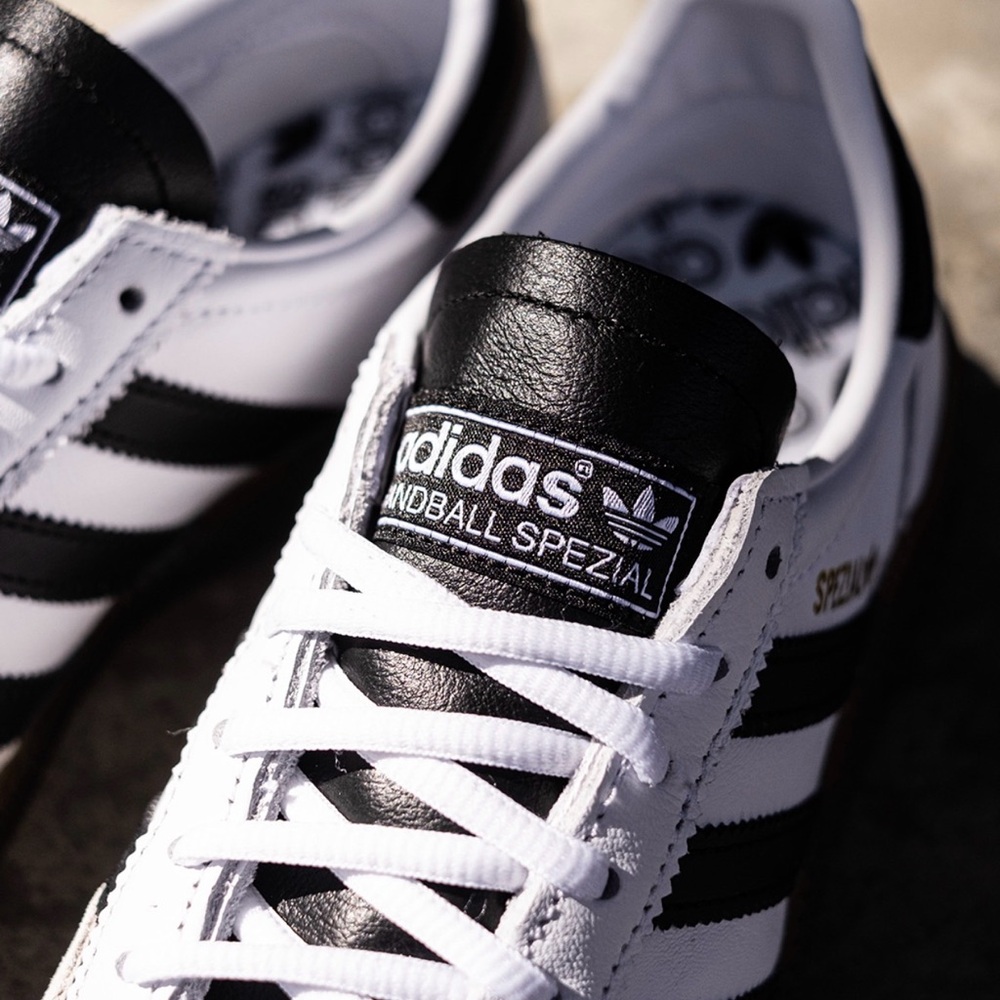 adidas Handball Spezial White and Black Leather Sneakers - Picture 2 of 11